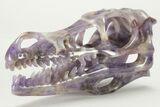 Carved Amethyst Dinosaur Crystal Skull - Ferocious! #227049-3